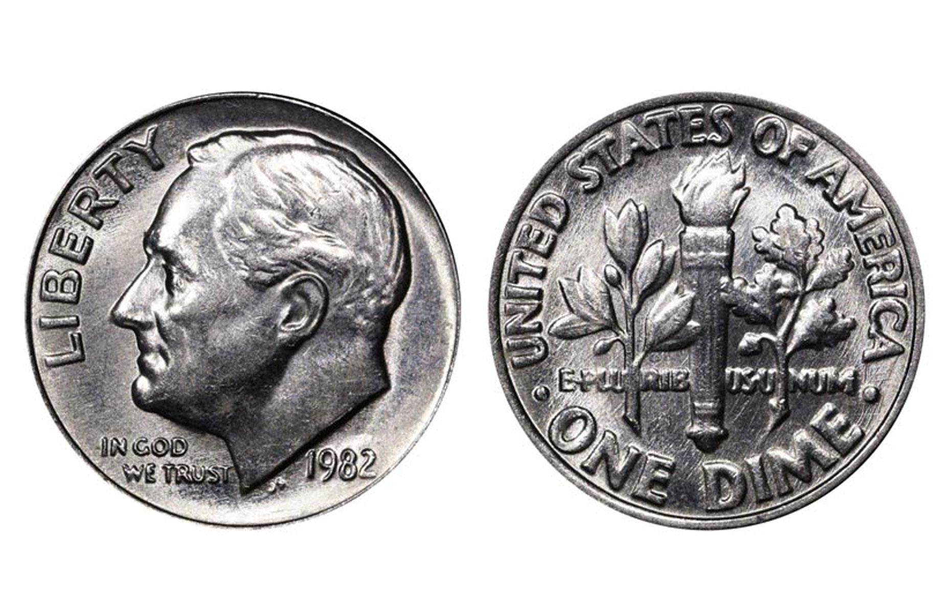1982 Roosevelt no mint mark dime: up to $300